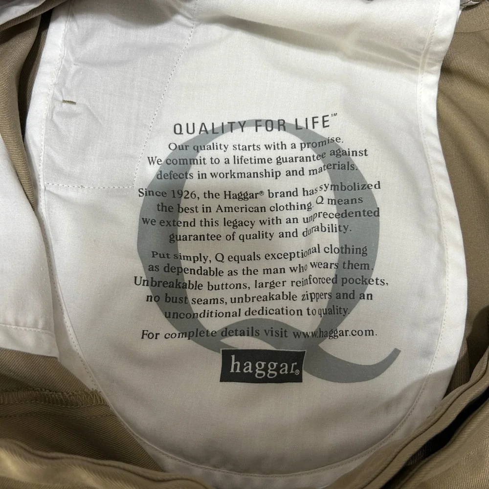 Haggar Mens Quality For Life Chino Shorts 40 Tan‎ Classic Flat Front Golf Casual